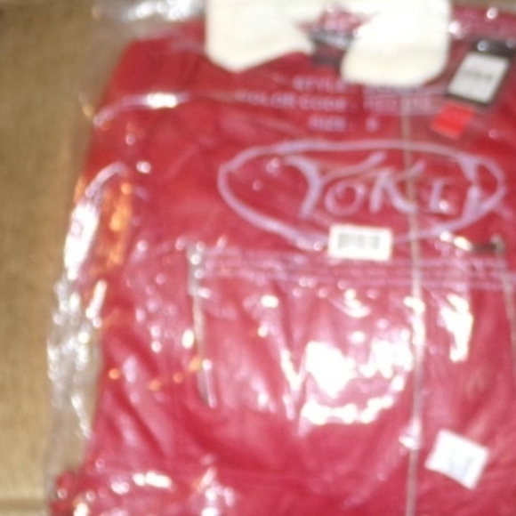 Yoki Red Faux Leather Motorcycle Jacket Detachable Faux Shearling Collar Lined M - Picture 3 of 12